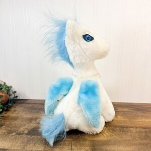 Vintage Acme White Pegasus Plush Horse Blue Wings 11" Stuffed Unicorn 1983